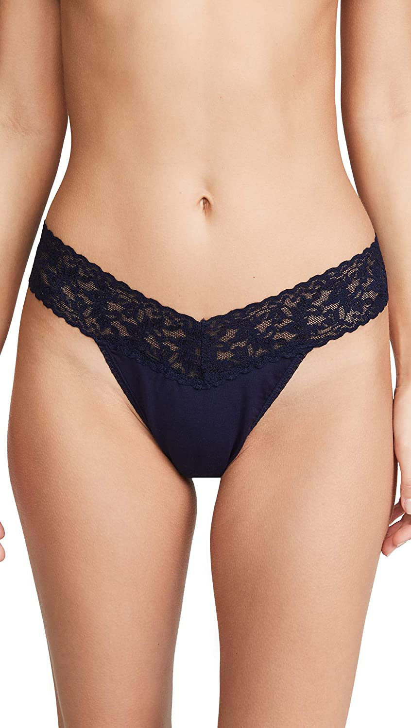 hanky panky, Supima Cotton Original Rise Thong, One Size (4-14) Apparel & Accessories > Clothing > Underwear & Socks > Underwear hanky panky Navy One Size