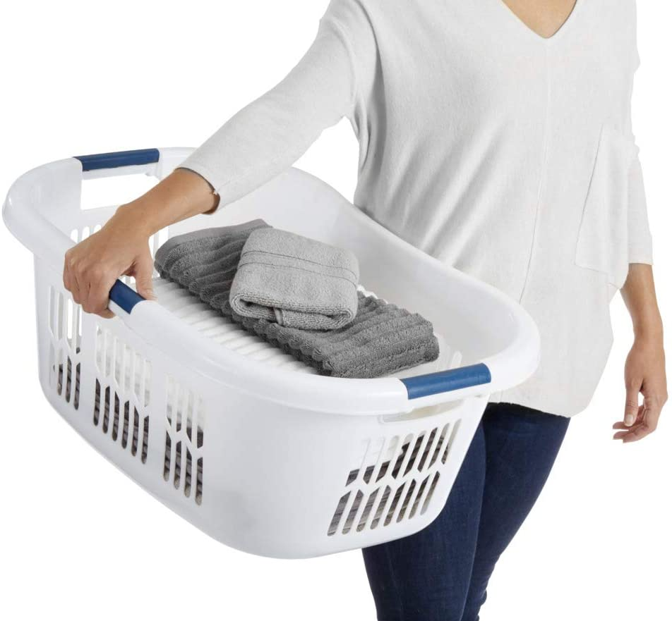 Rubbermaid Laundry Basket, XL Hip-Hugger Basket, 2.1-Bushel, White, Laundry, Storage, Bathroom, Bedroom, Home Closet Clothes Basket Apparel & Accessories > Clothing > Underwear & Socks > Underwear Rubbermaid