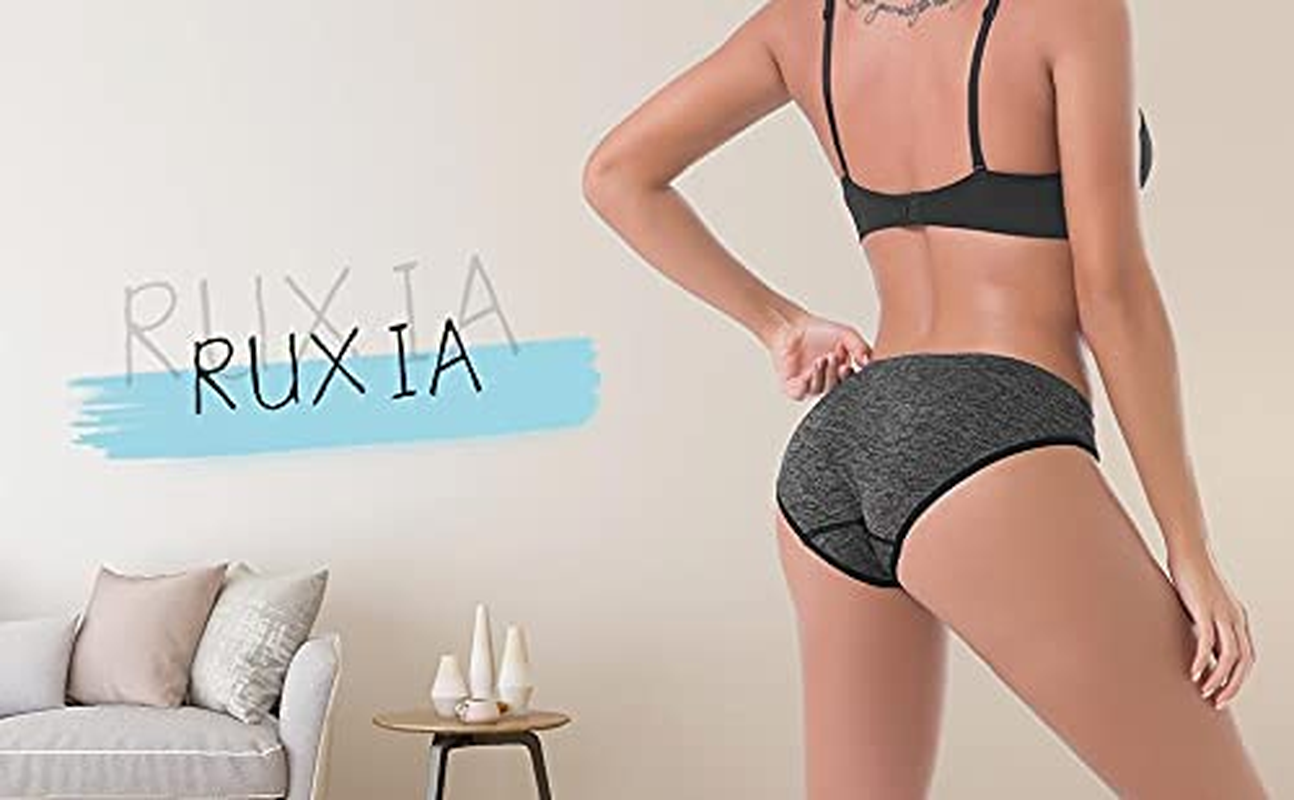 R RUXIA Women'S Hipster Panties Seamless Low-Rise Cheekini Panty Soft Stretch Bikini Underwear (Multi Colors,Pack of 5) … R RUXIA