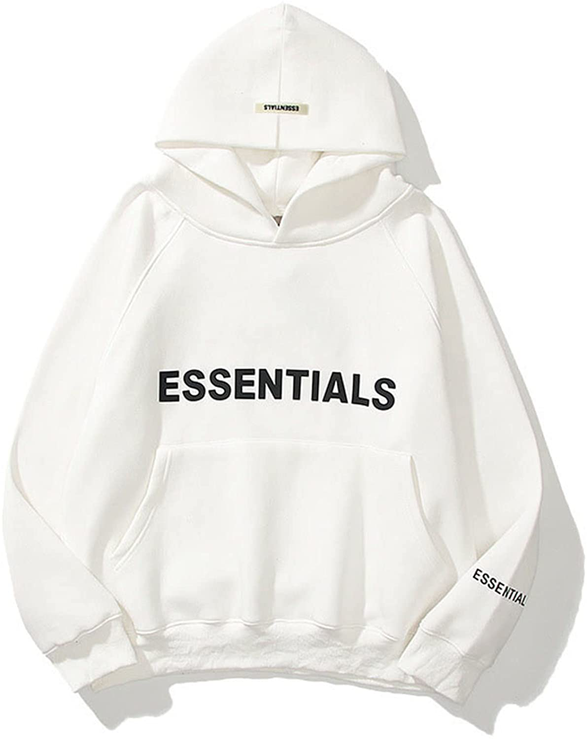 Unisex Essentials Hoodie Letter Print Loose Fit Hooded Sweatshirt Long Sleeve Casual Pullover Hoodie for Women Men Apparel & Accessories > Clothing > Activewear Kylie Max