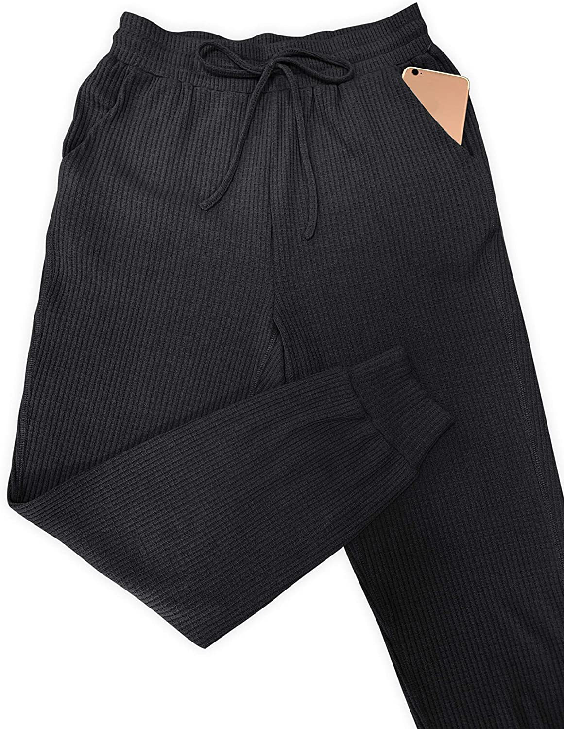 MIROL Women'S Active Drawstring Joggers Pants Elastic Waist Waffle Knit Trousers Athletic Solid Color Sweatpants Apparel & Accessories > Clothing > Activewear Kylie Max