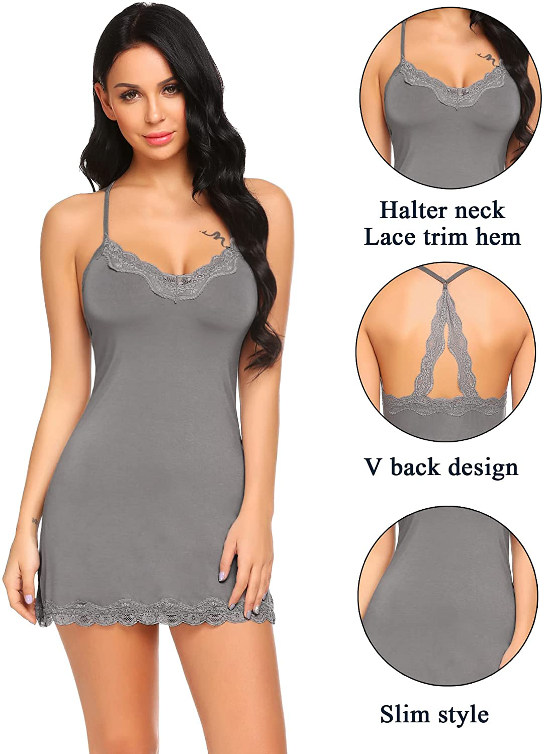 Avidlove Womens Sexy Sleepwear Sexy Chemise Lingerie Cotton Nightgowns for Women Apparel & Accessories > Clothing > Underwear & Socks > Lingerie Kylie Max