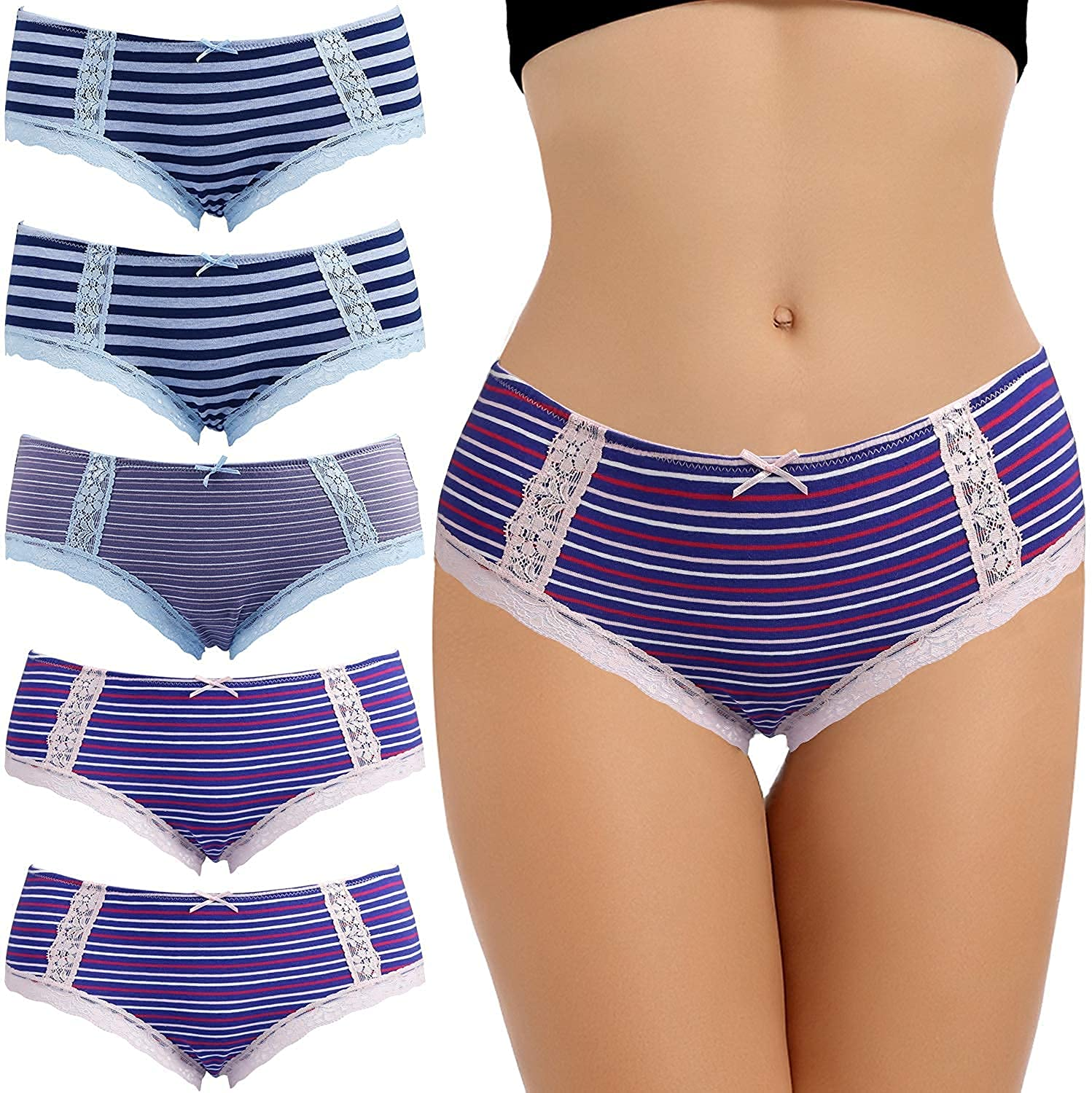 VOOKIIMO Soft Cotton Hipster Panties Womens Underwear Apparel & Accessories > Clothing > Underwear & Socks > Underwear VOOKIIMO Assorted C X-Large