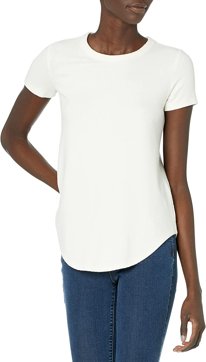 Daily Ritual Women'S Cozy Knit Relaxed-Fit Short-Sleeve Shirt with Shirttail Hem Apparel & Accessories > Clothing > Activewear Kylie Max