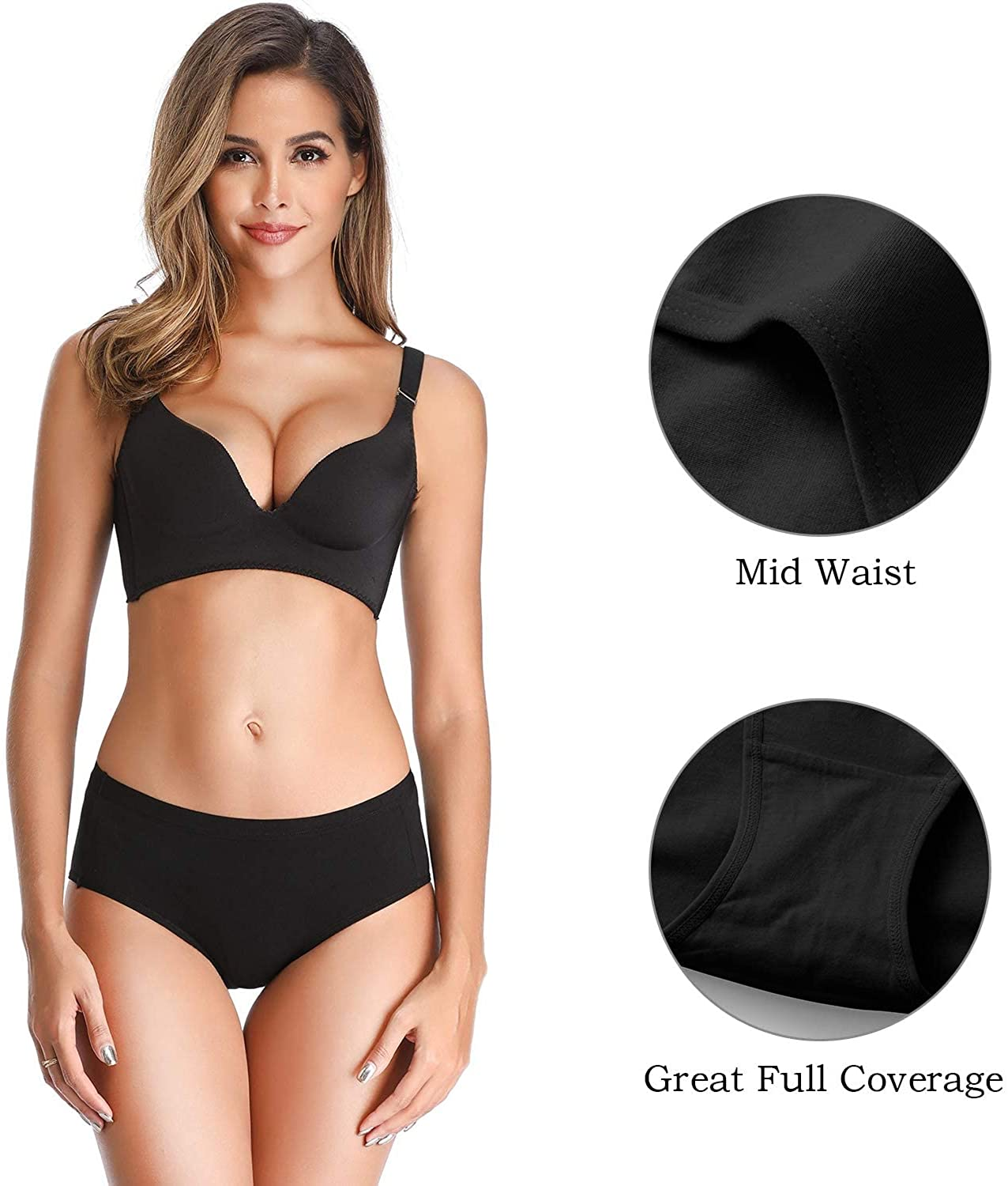 OLIKEME Womens Underwear Mid Waist Full Coverage Breathable Cotton Ladies Briefs Hipster Panties for Women Apparel & Accessories > Clothing > Underwear & Socks > Underwear OLIKEME