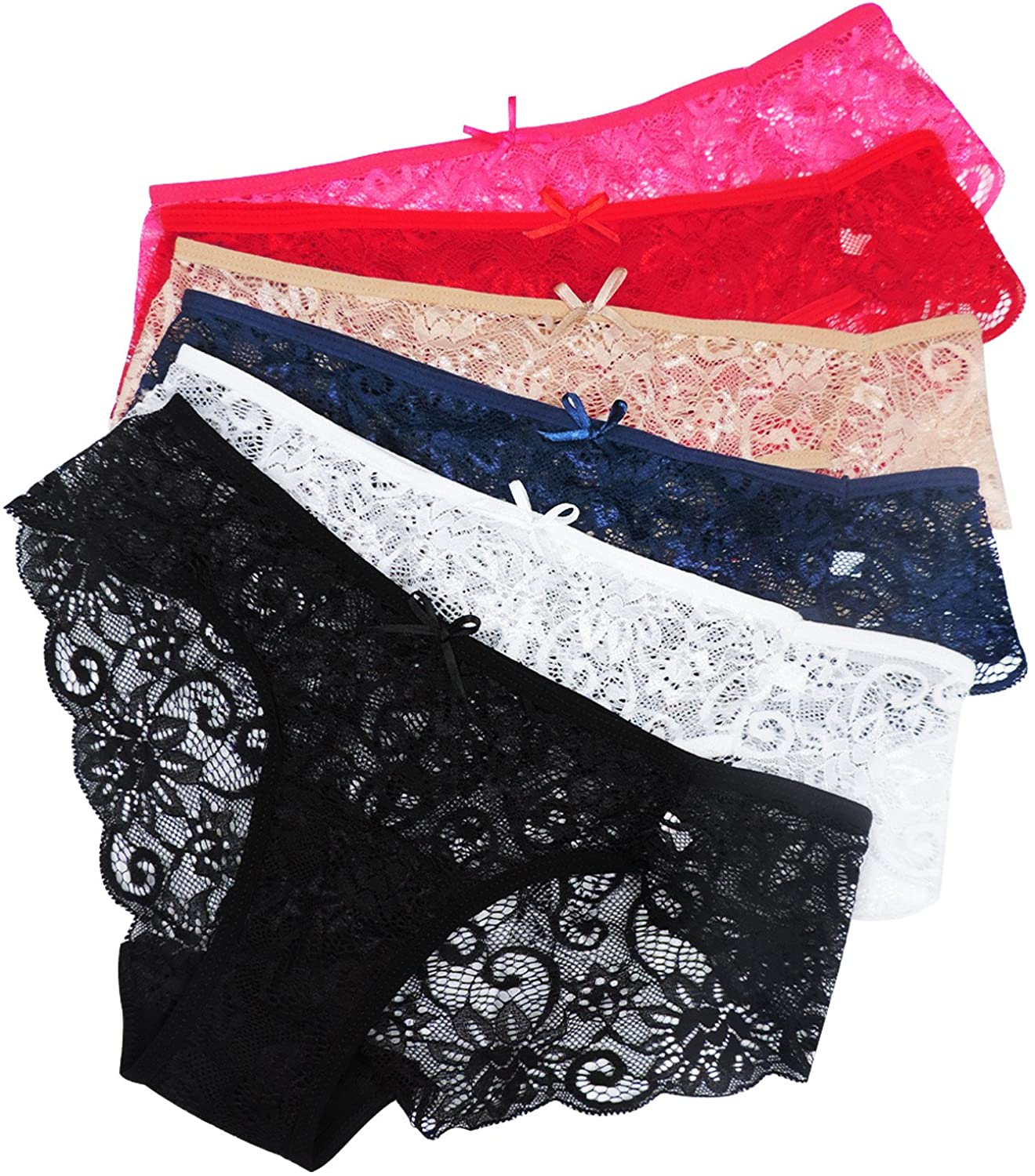 Sunm Boutique Womens Underwear Invisible Seamless Bikini Lace Underwear Half Back Coverage Panties Apparel & Accessories > Clothing > Underwear & Socks > Underwear Sunm Boutique Multicoloured X-Large