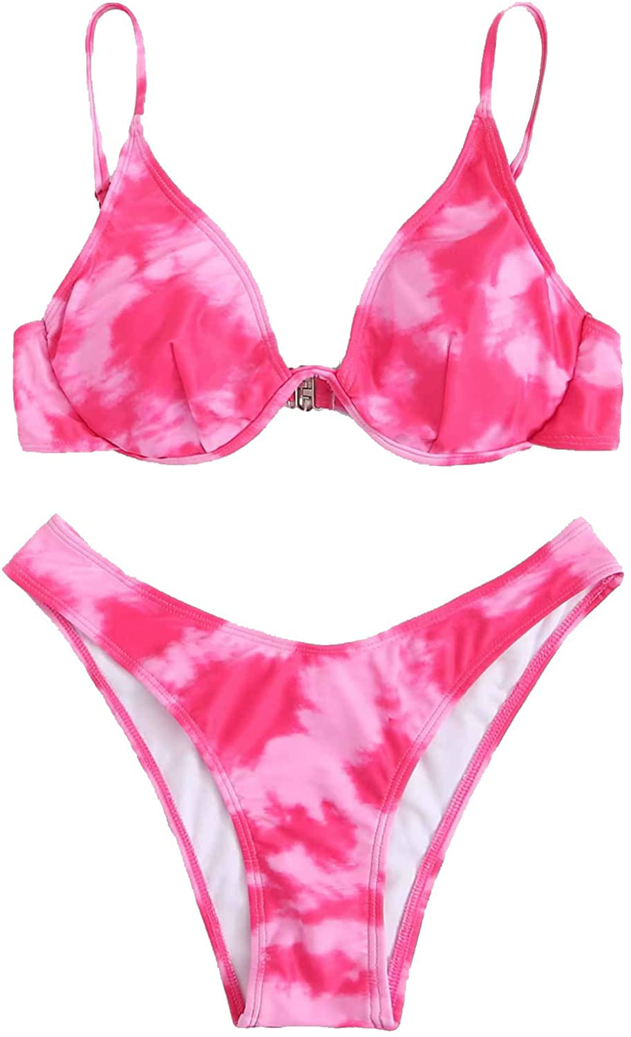 SweatyRocks Women's Sexy Bathing Suits Spaghetti Strap Floral Bikini Set Underwire Swimsuit Apparel & Accessories > Clothing > Swimwear SweatyRocks Hot Pink X-Large
