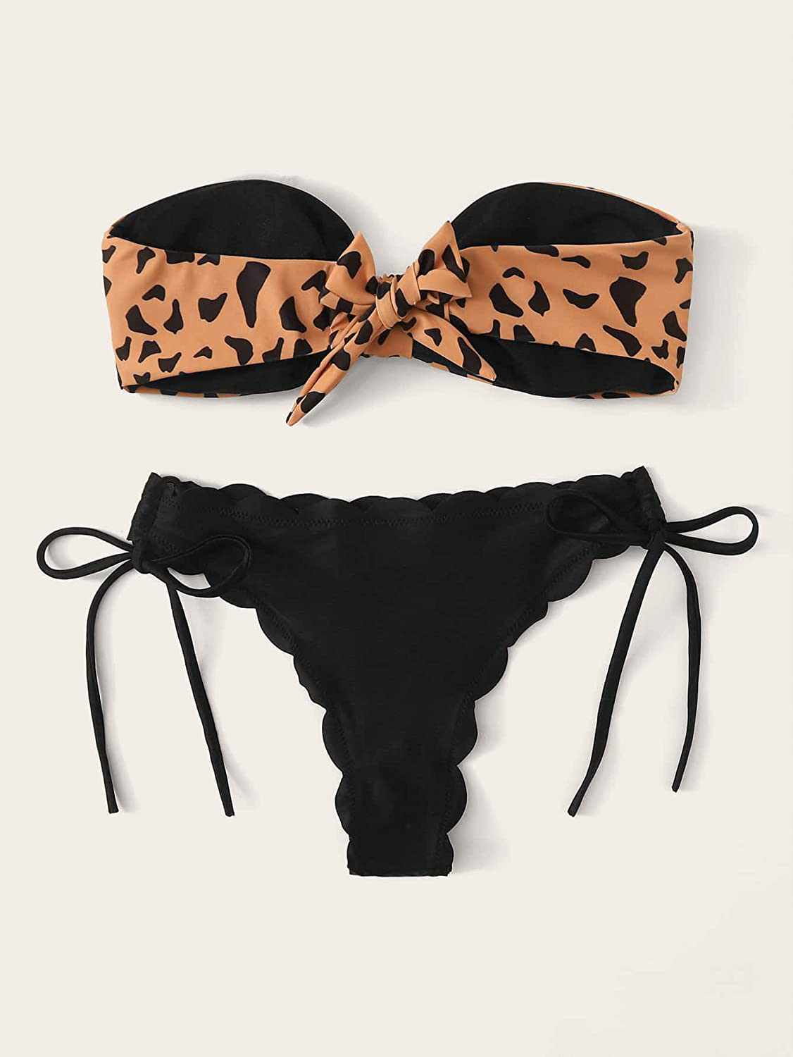 SOLY HUX Women's Floral Print Tie Front Bikini Bathing Suit 2 Piece Swimsuits Apparel & Accessories > Clothing > Swimwear SOLY HUX