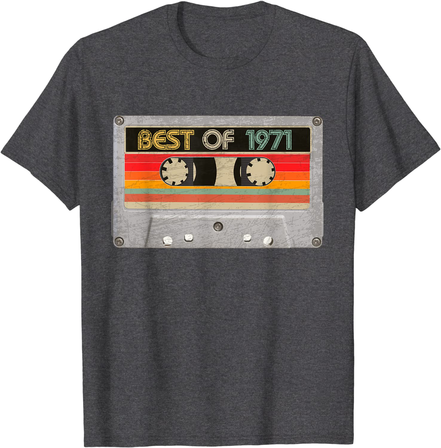 Best Of 1971 50th Birthday Gifts Cassette Tape Vintage T-Shirt Arts & Entertainment > Party & Celebration > Gift Giving BORN Dark Heather Men Large