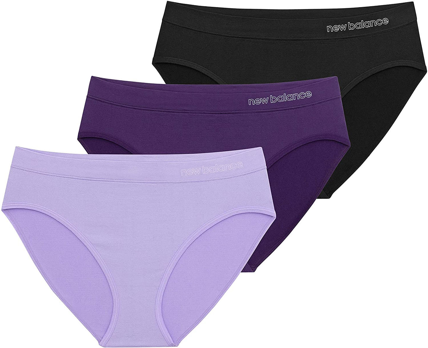 New Balance Women'S Ultra Comfort Performance Seamless Hipsters, 3-Pack of Underwear Apparel & Accessories > Clothing > Underwear & Socks > Underwear New Balance Violet Tulip/Crown Jewel/Black Large