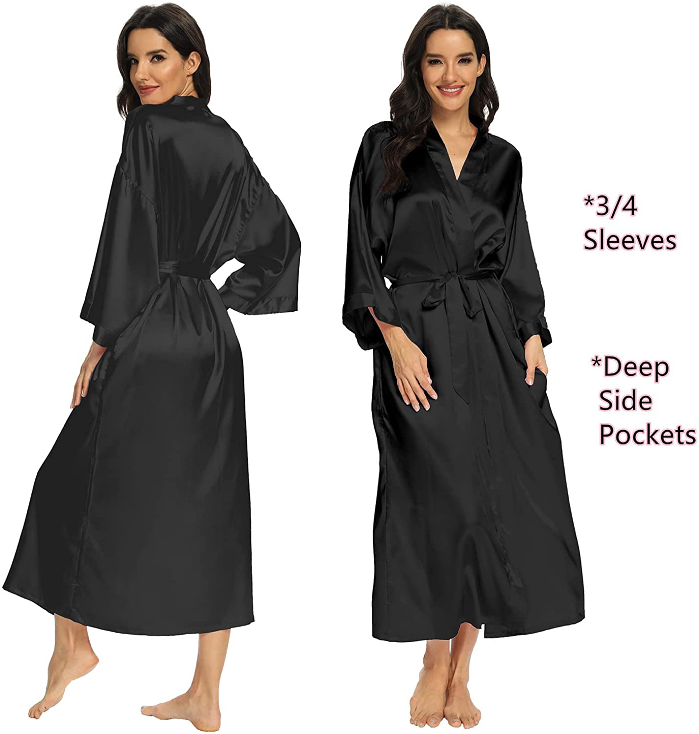 Women'S Long Silk Robes Lightweight Long Satin Robes Full Length Sleepwear Dressing Gown Apparel & Accessories > Clothing > Sleepwear & Loungewear > Robes MizzGenio