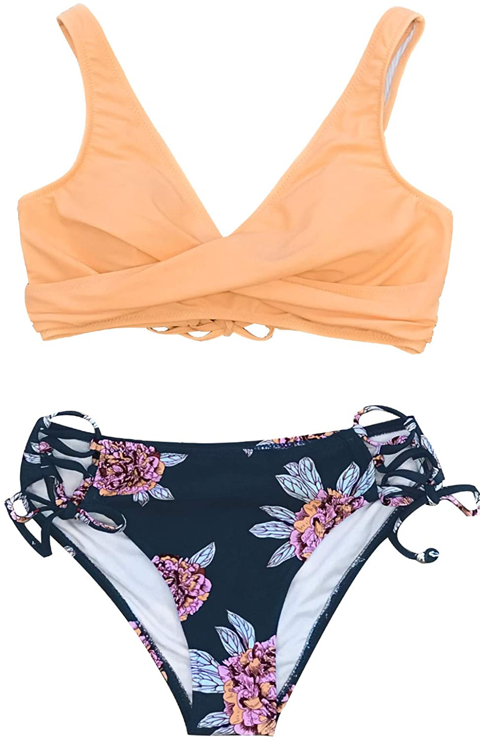 CUPSHE Women's Bikini Swimsuit Front Cross Lace Up Two Piece Bathing Suit Apparel & Accessories > Clothing > Swimwear CUPSHE