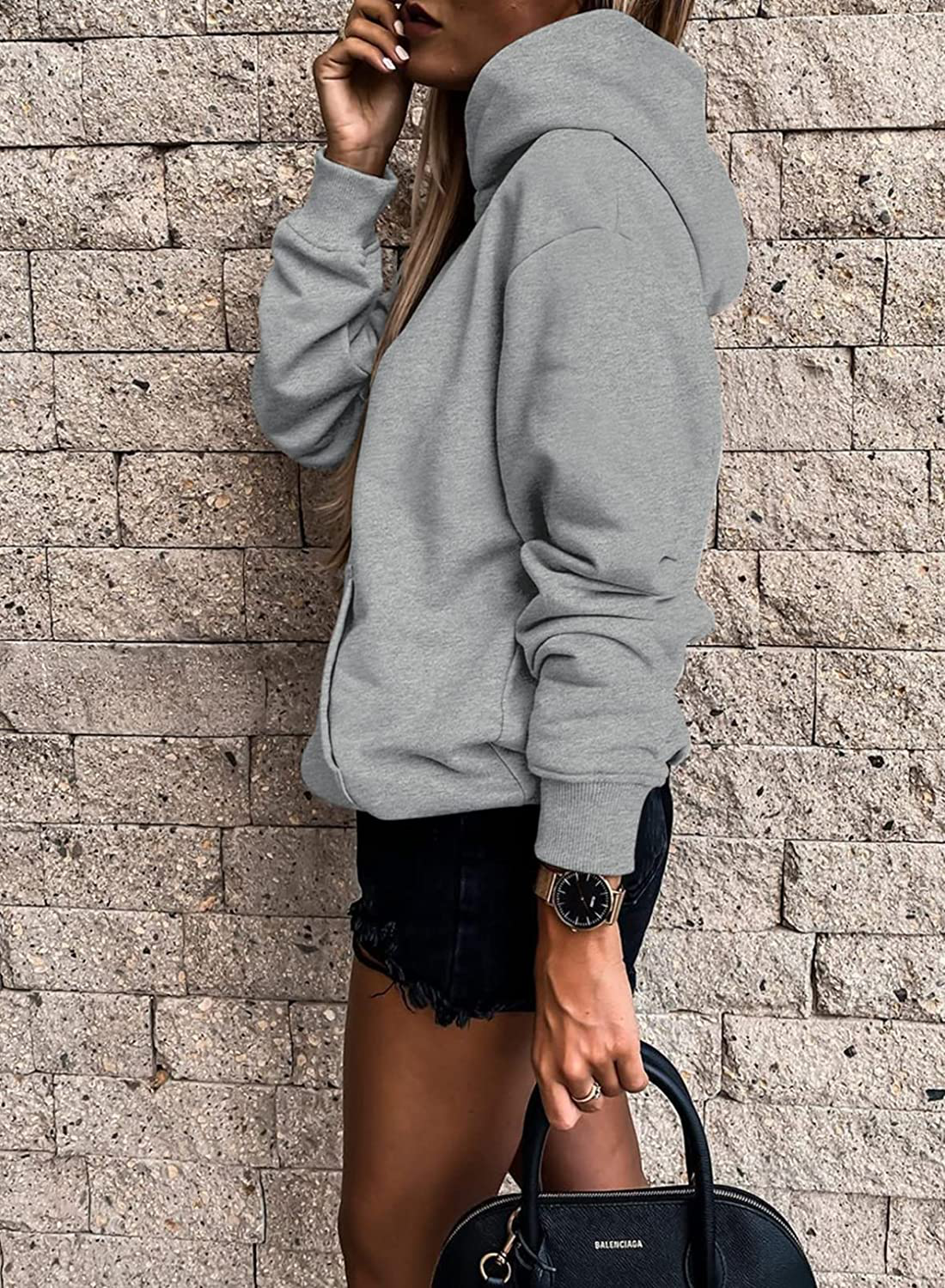 SHEWIN Women'S Casual Hoodies Long Sleeve Solid Lightweight Pullover Tops Loose Sweatshirt with Pocket Apparel & Accessories > Clothing > Activewear Kylie Max
