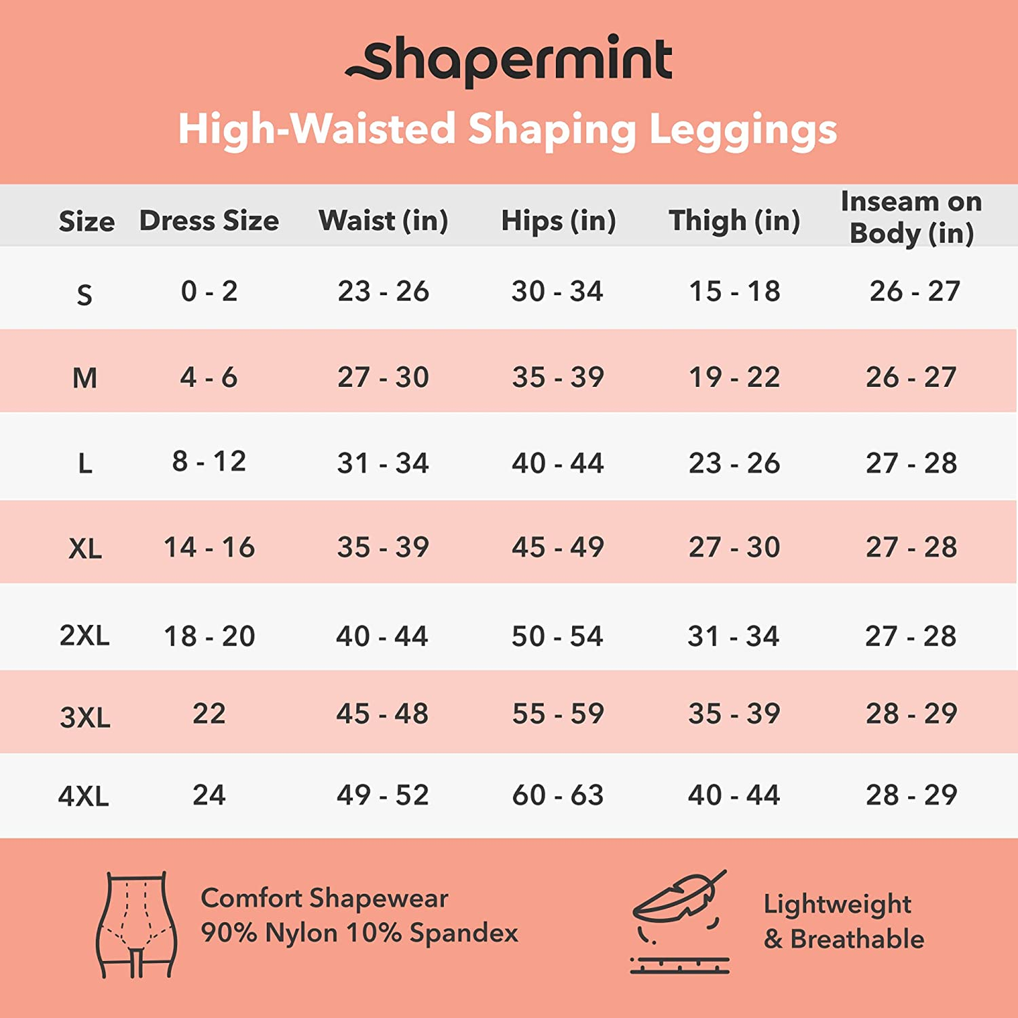 Shapermint High Waisted Medium Compression Leggings - Shapewear for Women Apparel & Accessories > Clothing > Underwear & Socks > Shapewear Shapermint