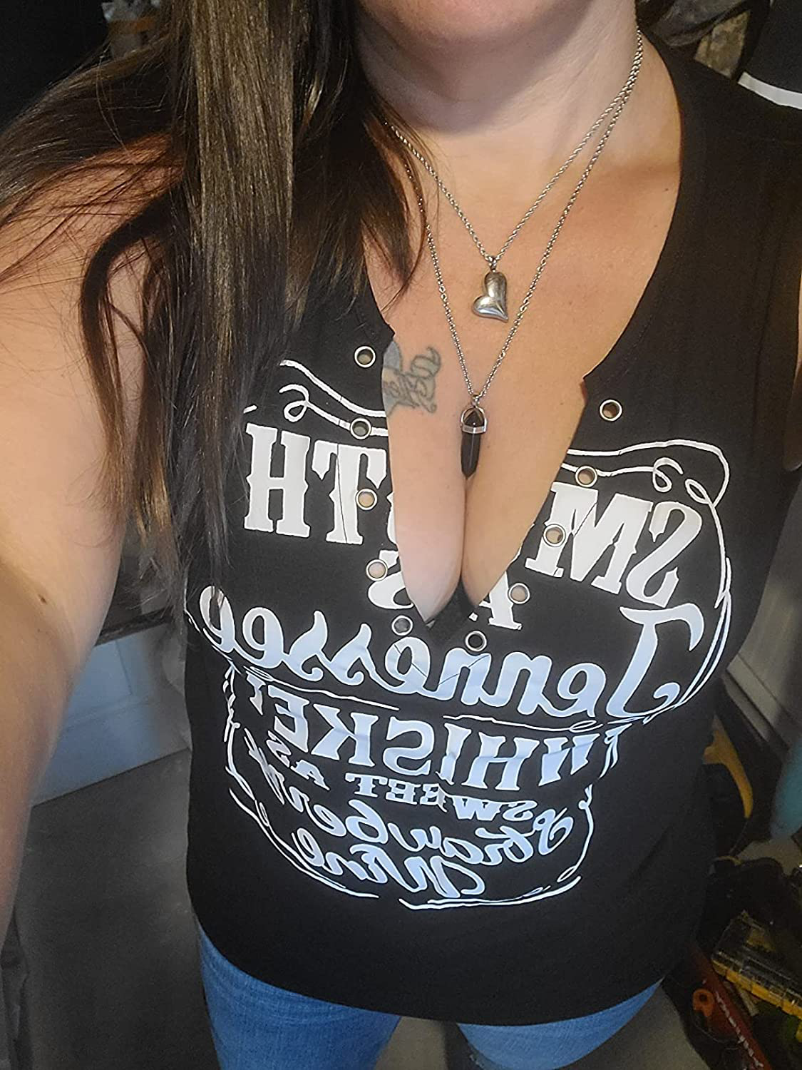Smooth as Tennessee Whiskey Sweet as Strawberry Wine Shirt Ring Hole Sleeveless V-Neck Tank Top Womens Country Music Tee Apparel & Accessories > Clothing > Activewear Kylie Max