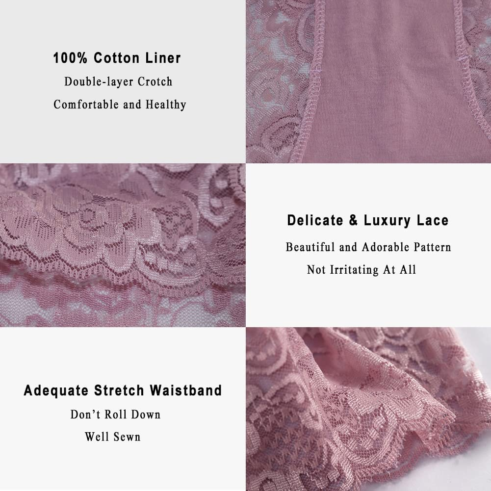 KYY Women'S Lace Underwear High Waist Sexy Panties Full Coverage Briefs 4 Pack Apparel & Accessories > Clothing > Underwear & Socks > Underwear KYY