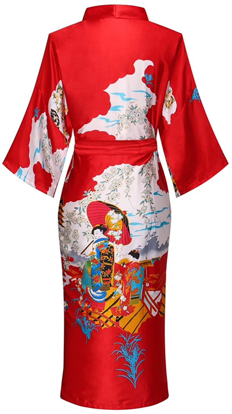 Valennia Floral Pattern Kimono Robe Long Bathrobe for Women Apparel & Accessories > Clothing > Sleepwear & Loungewear > Robes Valennia
