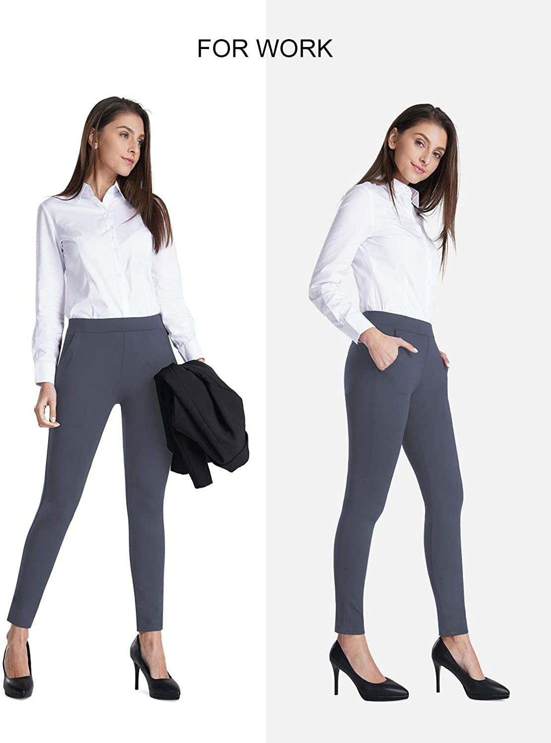 Bamans Women's Skinny Leg Work Pull on Slim Stretch Yoga Dress Pants w/Tummy Control Apparel & Accessories > Clothing > Activewear KYLIE MAX