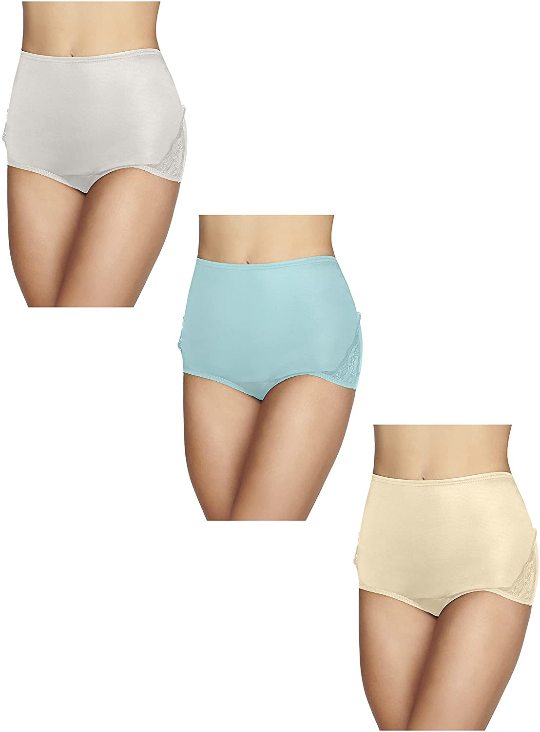 Vanity Fair Women'S Perfectly Yours Traditional Brief Panties Apparel & Accessories > Clothing > Underwear & Socks > Underwear Vanity Fair Lace Nouveau - 3 Pack - Azure/Candleglow/White Lace Nouveau 8