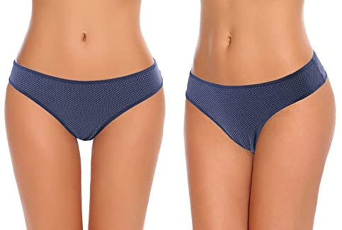 Knitlord 6 Pack Women'S Thongs Underwear Cotton Breathable Panties Hipster Bikini Apparel & Accessories > Clothing > Underwear & Socks > Underwear KNITLORD