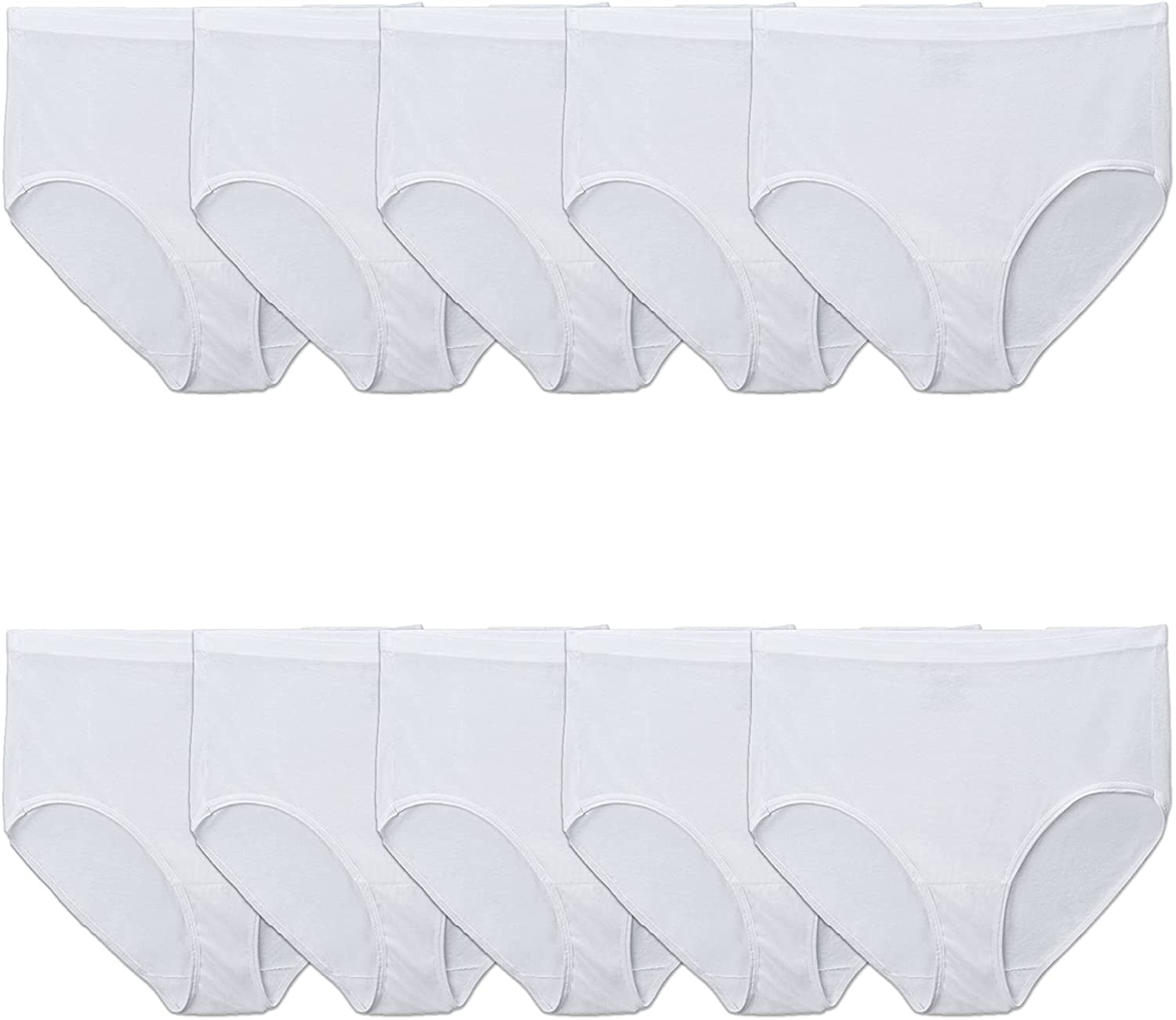 Fruit of the Loom Women'S Eversoft Cotton Brief Underwear (Regular & plus Size) Apparel & Accessories > Clothing > Underwear & Socks > Underwear Fruit of the Loom Plus Size Brief - 10 Pack - White Plus Size 10