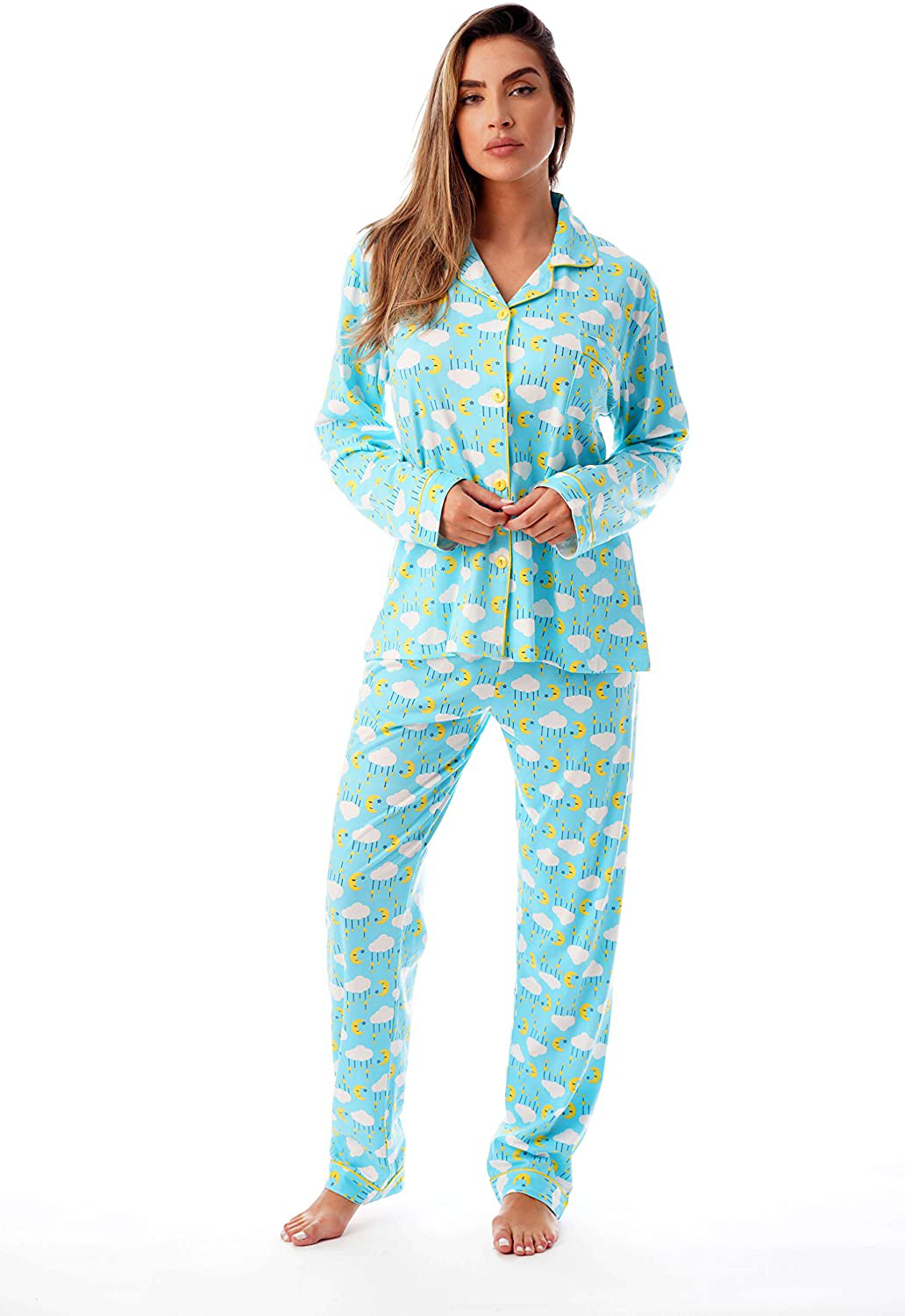 Just Love Long Sleeve Flannel Pajama Sets for Women Apparel & Accessories > Clothing > Sleepwear & Loungewear > Pajamas Just Love Blue - Celestial X-Large