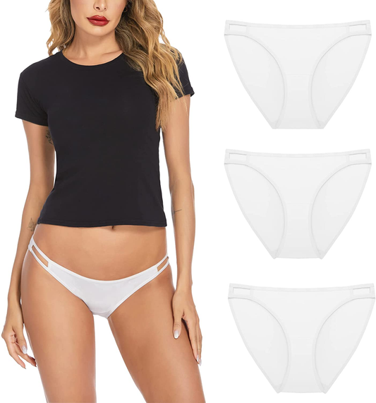 Ekouaer Sexy Ice Silk Bikini Underwear Panty Womens Seamless String Briefs Soft Stretch Breathable Invisible Panty 3 Pack Apparel & Accessories > Clothing > Underwear & Socks > Underwear Ekouaer 3 Pack-white Medium