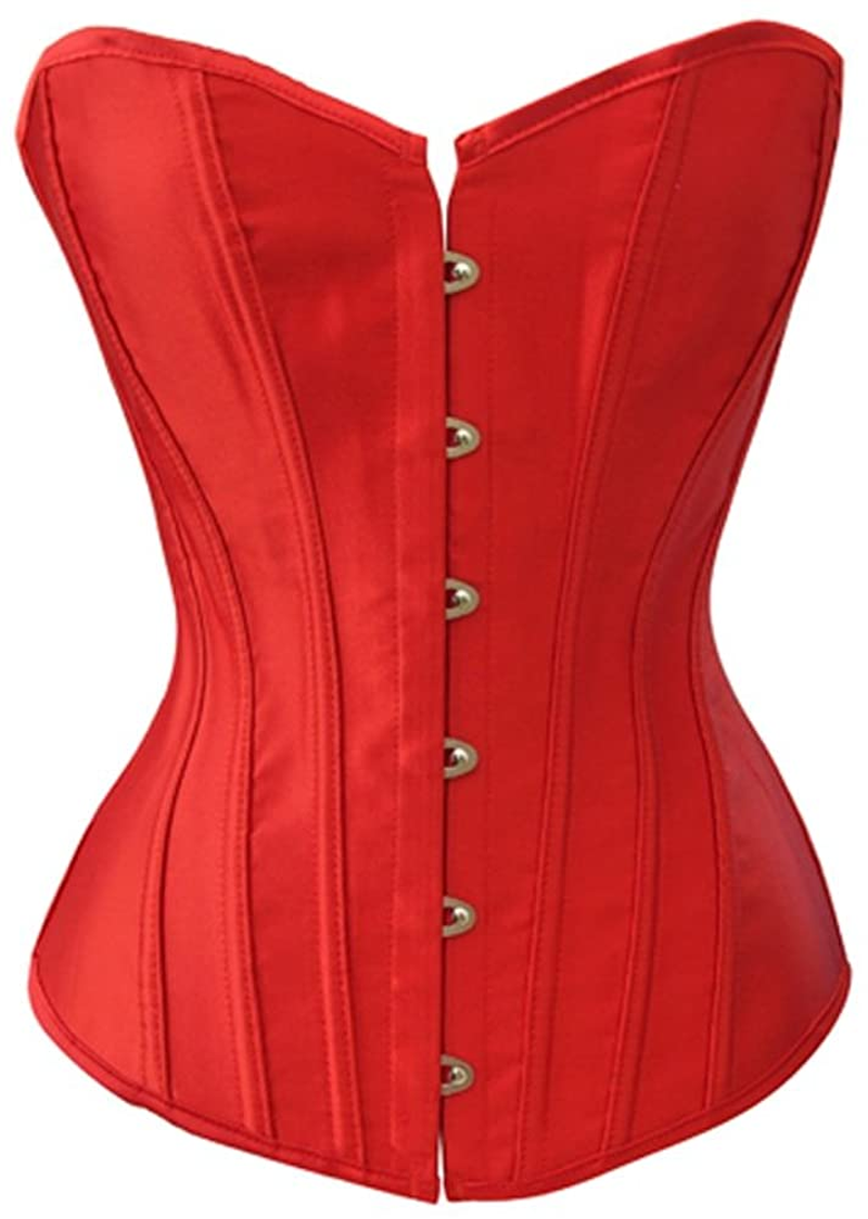 Chicastic Black Satin Sexy Strong Boned Corset Lace up Overbust Waist Cincher Bustier Bodyshaper Top - Also White & Red Apparel & Accessories > Clothing > Underwear & Socks > Lingerie Chicastic