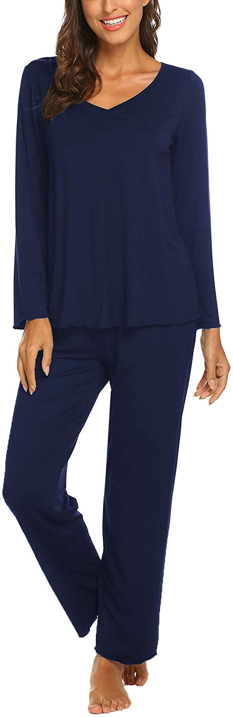 Ekouaer Women'S Pajama Set Long Sleeve Sleepwear Soft Loungewear Sets Pajamas Top and Pants Pjs S-XXL Apparel & Accessories > Clothing > Sleepwear & Loungewear Kylie Max