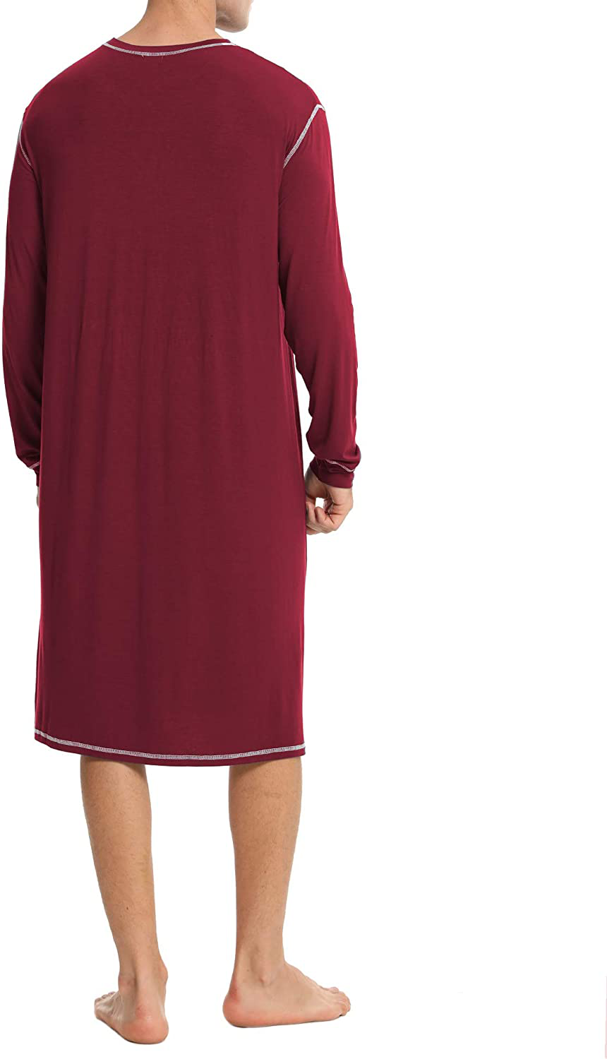 SWOMOG Men'S Nightshirt Long Sleeve Crewneck Modal Nightgown Loose Comfy Sleep Shirt Apparel & Accessories > Clothing > Sleepwear & Loungewear > Nightgowns Kylie Max