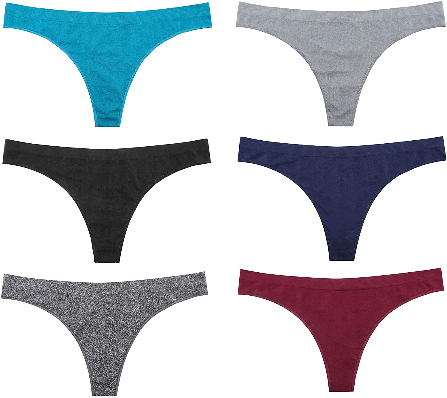 Imakokoni Seamless Thongs for Women No Show 6 Pack Women's Nylon Spandex Thong Underwear Apparel & Accessories > Clothing > Underwear & Socks > Underwear imakokoni