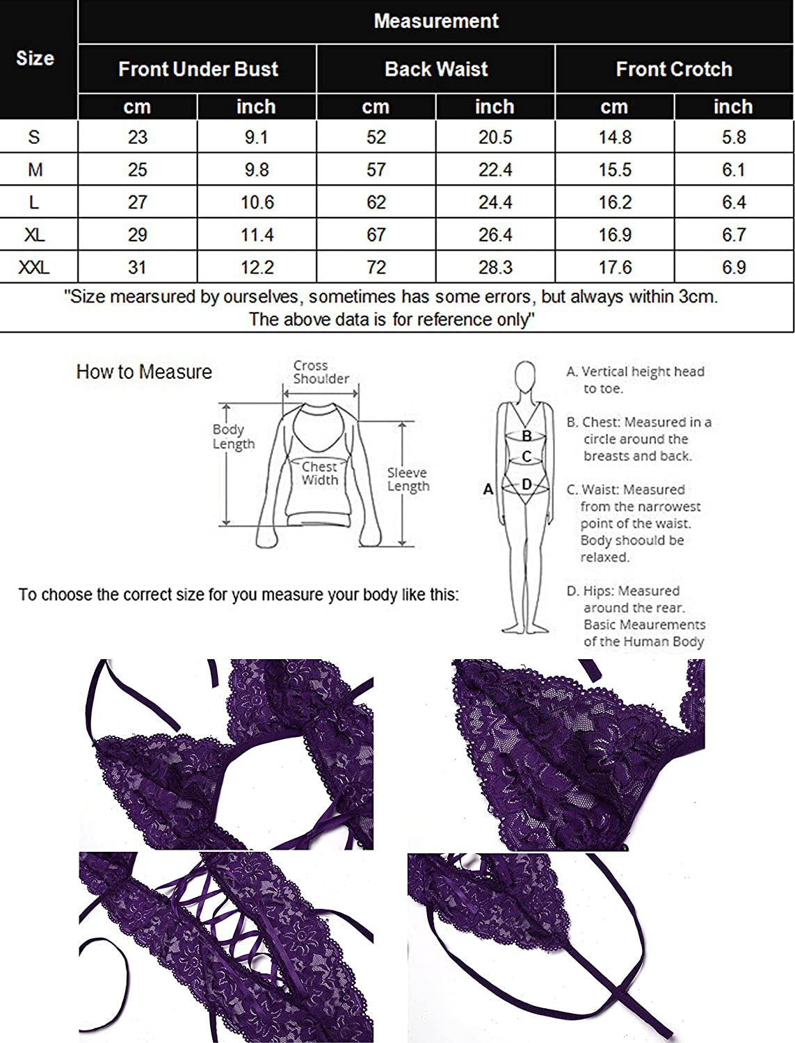 Avidlove Women Deep V Halter Lingerie Teddy One Piece Babydoll Lace Mini Bodysuit Apparel & Accessories > Clothing > Underwear & Socks > Lingerie Avidlove