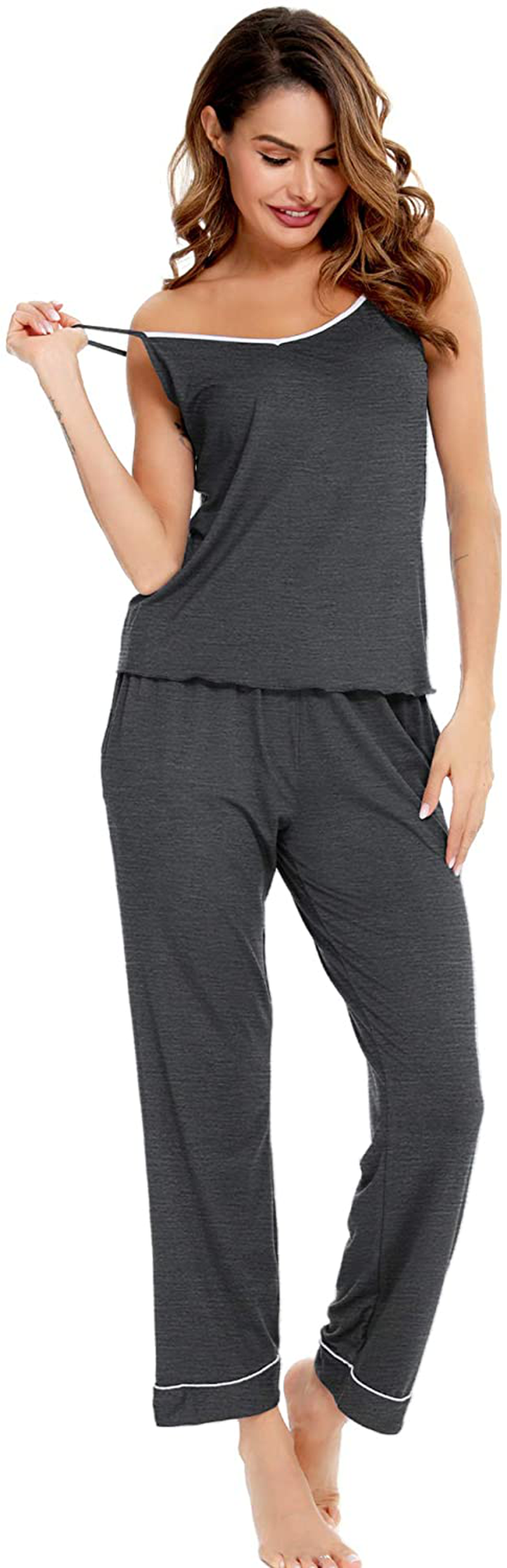 Lecgee Women'S Pajamas Set V-Neck Two Piece Sleepwear Spaghetti Strap Sleeveless Nightwear Apparel & Accessories > Clothing > Sleepwear & Loungewear Kylie Max