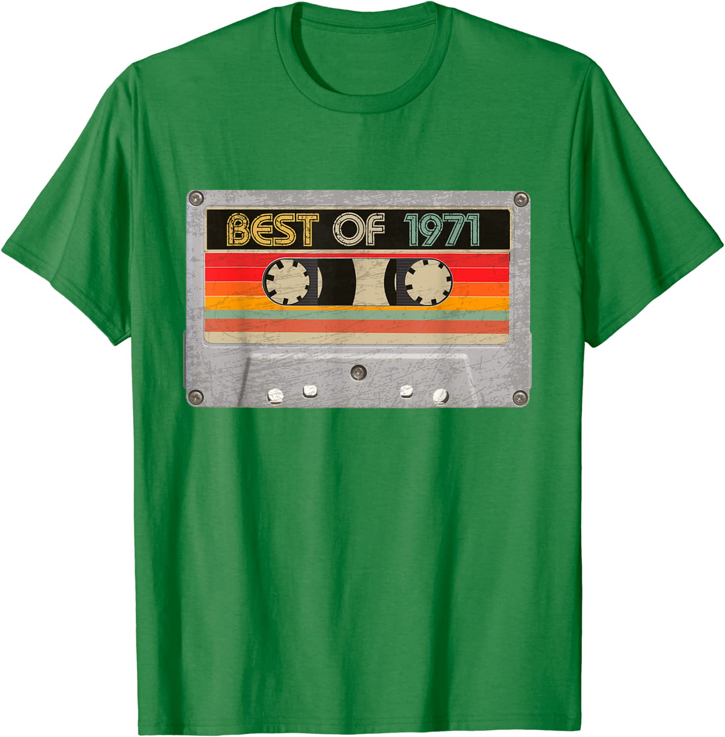 Best Of 1971 50th Birthday Gifts Cassette Tape Vintage T-Shirt Arts & Entertainment > Party & Celebration > Gift Giving BORN Kelly Green Men Large