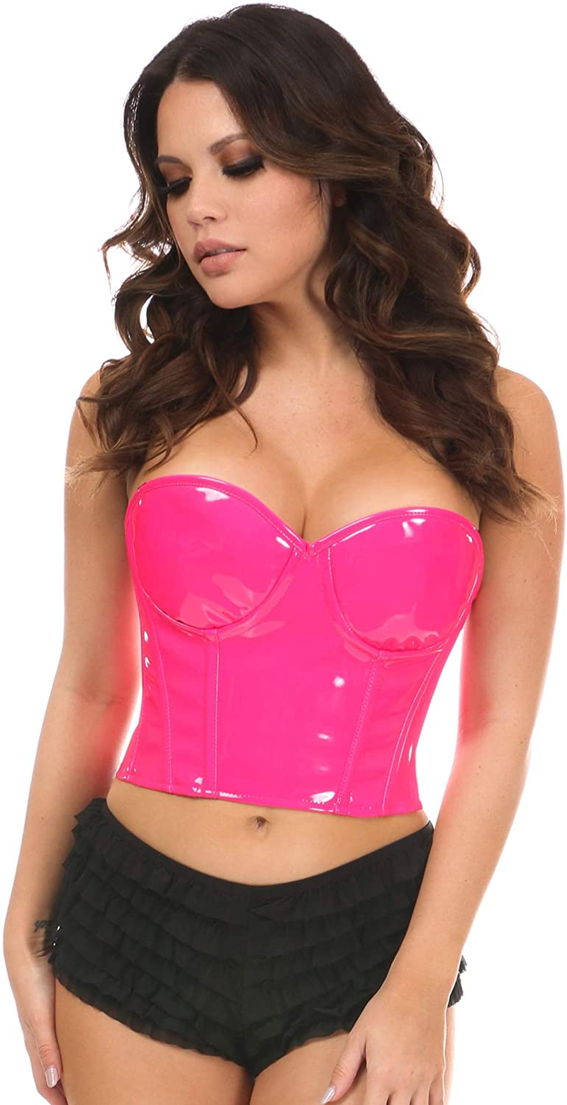 Daisy Corsets Lavish Black Patent PVC Underwire Bustier Apparel & Accessories > Clothing > Underwear & Socks > Lingerie Daisy corsets Pink 3X
