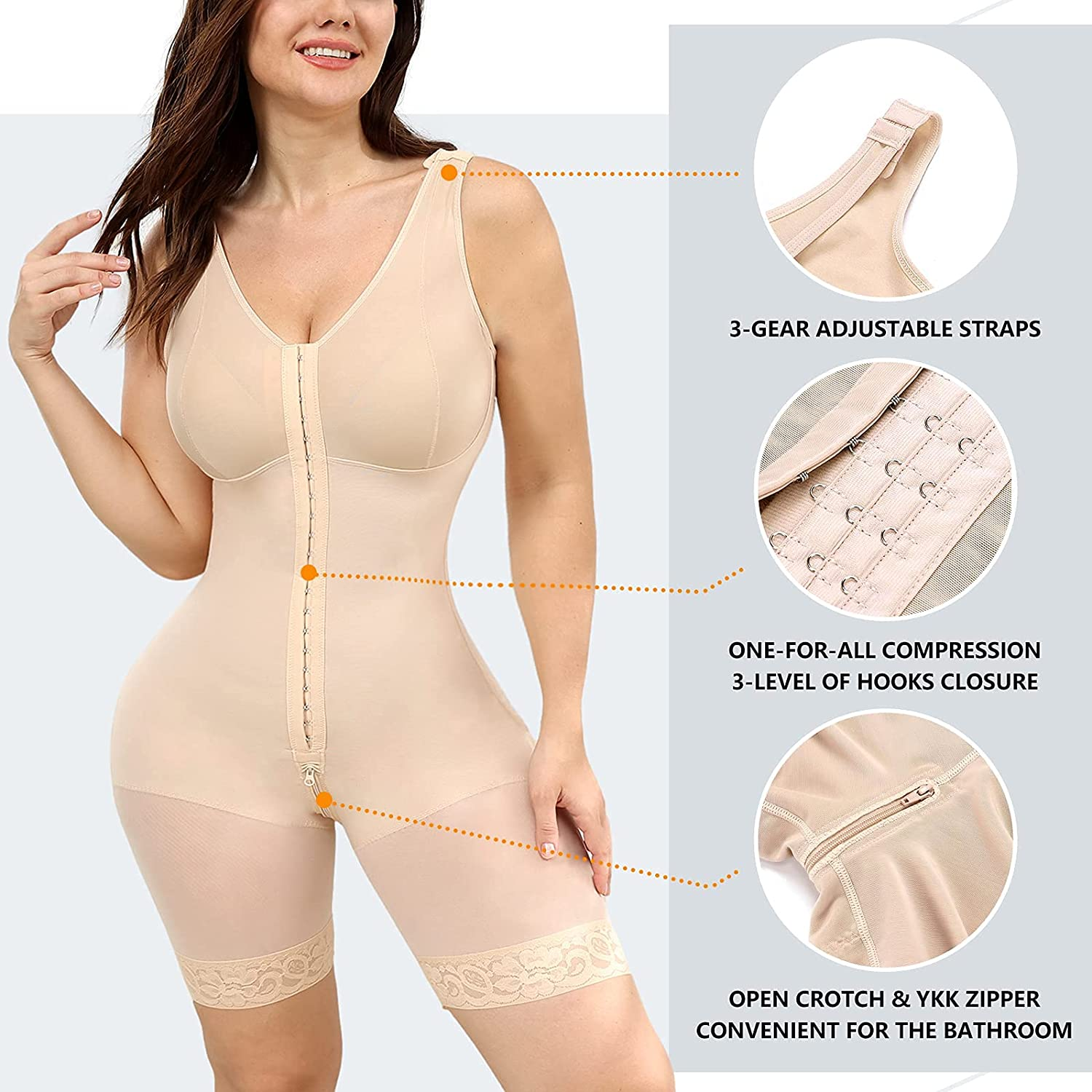 M MYODRESS Full Body Shapewear for Women Faja Colombianas Waist Trainer Compression Garments Apparel & Accessories > Clothing > Underwear & Socks > Shapewear M MYODRESS