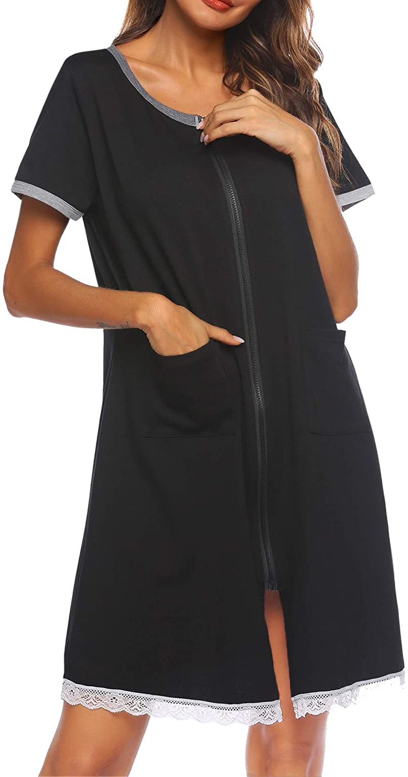 Ekouaer Womens Zip Front Robes Lightweight House Coat Zipper Nightgown(S-Xxl) Apparel & Accessories > Clothing > Sleepwear & Loungewear > Robes Ekouaer