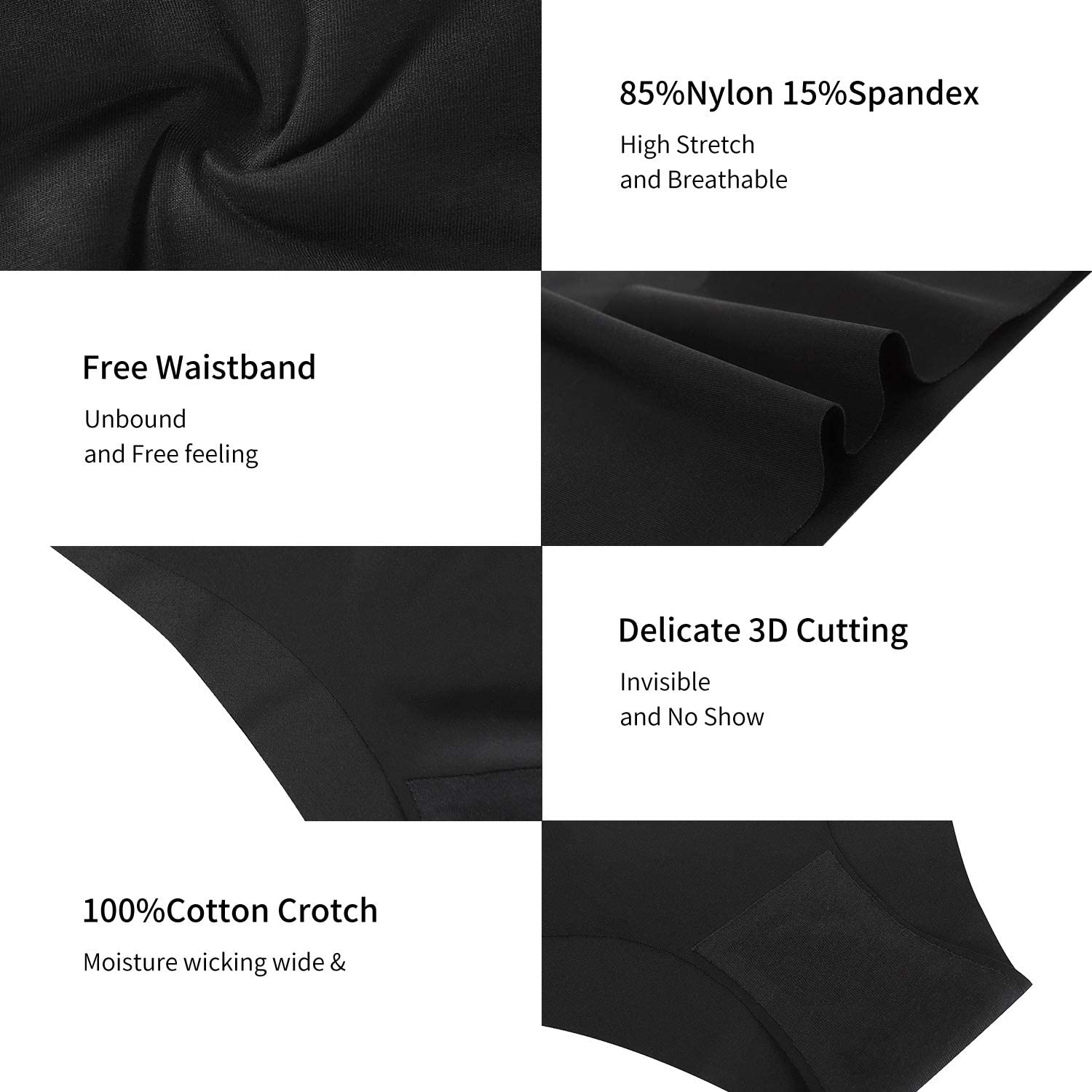 SHARICCA Women Seamless Cheeky Bikini No Show Panties Ladies Invisible Breathable Briefs Soft Stretch Underwear Multi Pack Apparel & Accessories > Clothing > Underwear & Socks > Underwear SHARICCA