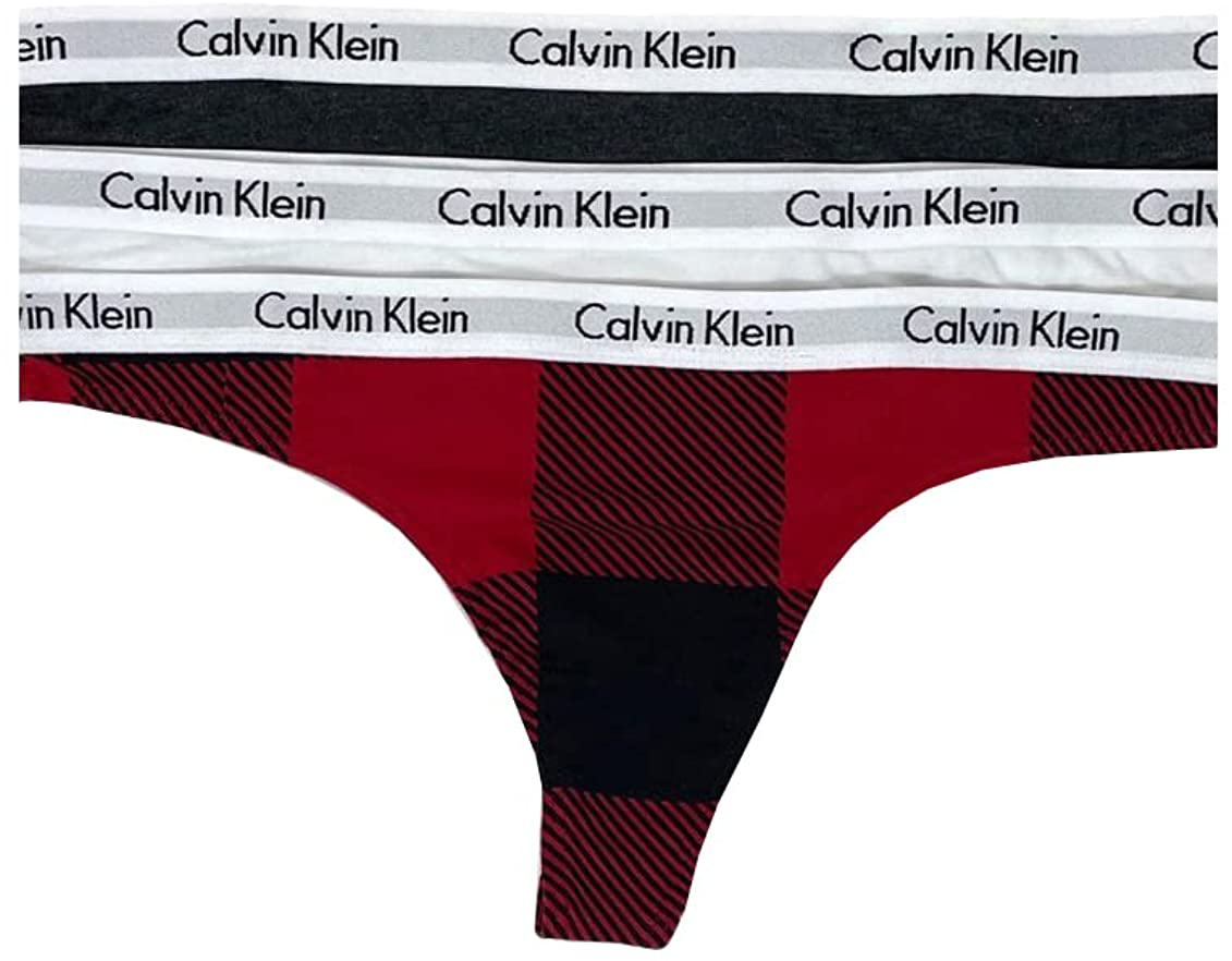 Calvin Klein Women's Carousel Logo Cotton Thong Panty Apparel & Accessories > Clothing > Underwear & Socks > Underwear Calvin Klein White/Buffalo Check/Charcoal Heather 3 X-Large