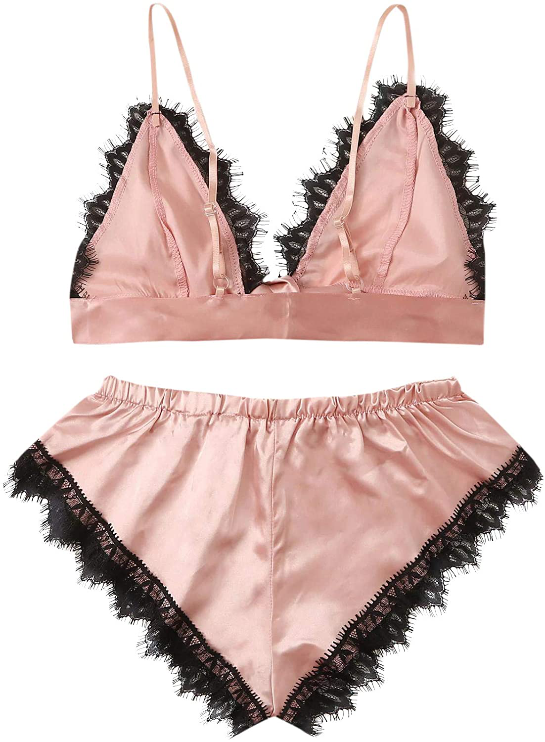 Sweatyrocks Women'S Lace Trim Underwear Lingerie Straps Bralette and Panty Set Apparel & Accessories > Clothing > Sleepwear & Loungewear Kylie Max