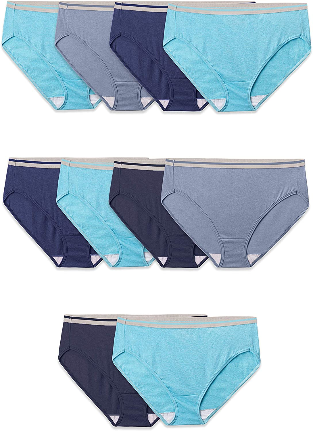 Fruit of the Loom Women'S Eversoft Cotton Brief Underwear (Regular & plus Size) Apparel & Accessories > Clothing > Underwear & Socks > Underwear Fruit of the Loom Plus Size Hi Cut - 10 Pack - Assorted Heathers Plus Size 9