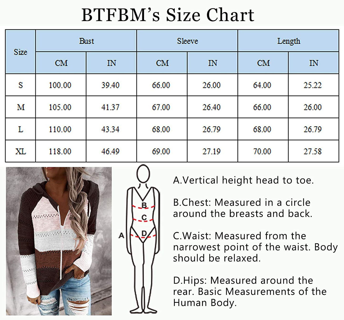 BTFBM Women Zip up Striped Hoodies Jackets Color Block Print Long Sleeve Drawstring Stretchy Casual Pullover Sweatshirts Apparel & Accessories > Clothing > Activewear Kylie Max