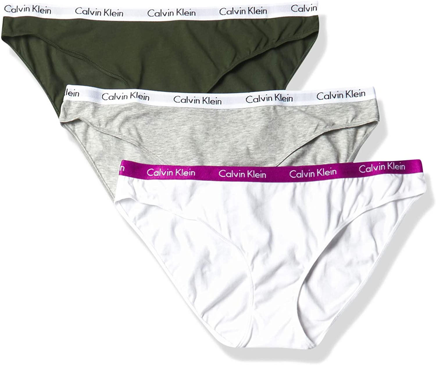 Calvin Klein Women'S Carousel Logo Cotton Bikini Panty Apparel & Accessories > Clothing > Underwear & Socks > Underwear Calvin Klein White/Duffel Bag/Grey Heather 3 Medium
