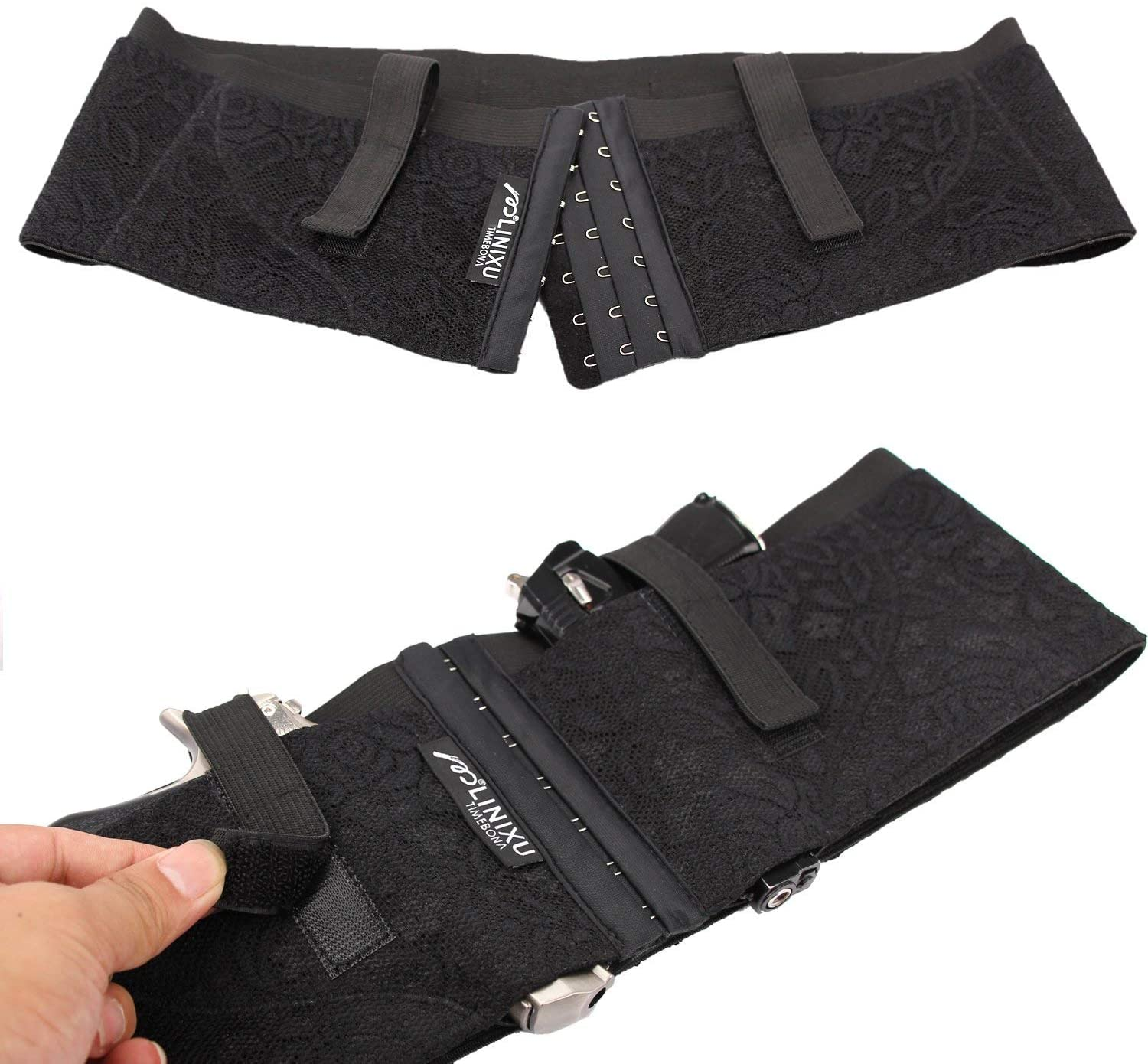 LINIXU Women'S Concealed Carry Holster Hip Hugger Classic Lace Black/Red Apparel & Accessories > Clothing > Underwear & Socks > Underwear LINIXU