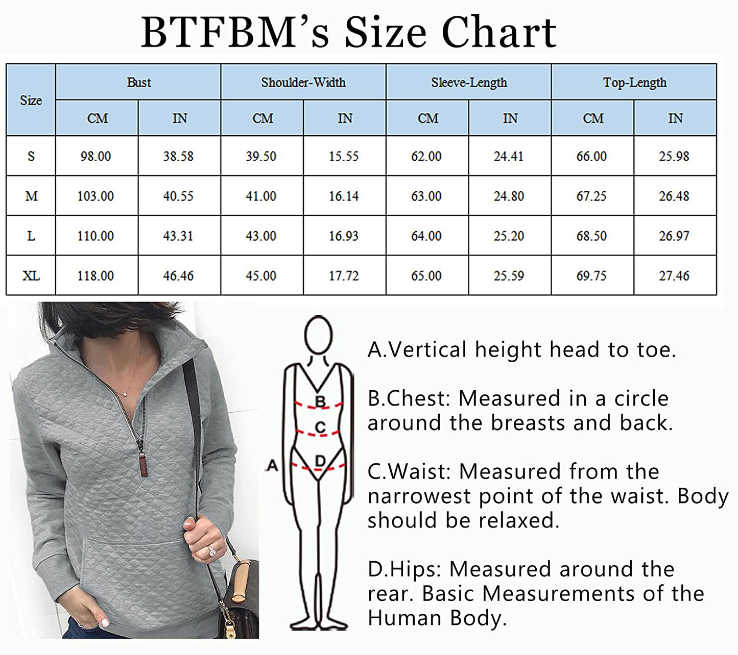 BTFBM Women Fashion Quilted Pattern Lightweight Zipper Long Sleeve Plain Casual Ladies Sweatshirts Pullovers Shirts Tops Apparel & Accessories > Clothing > Activewear Kylie Max