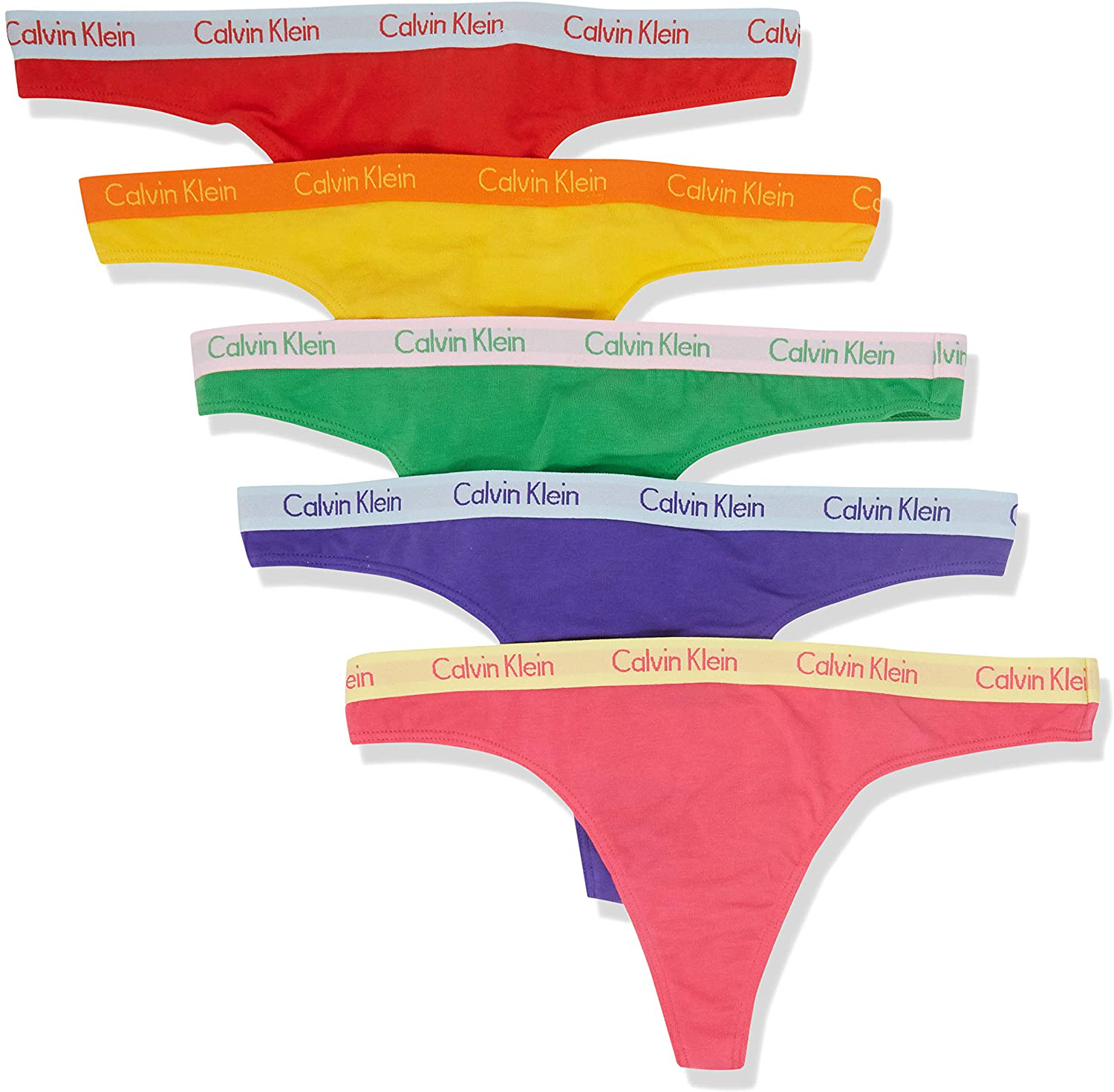 Calvin Klein Women's Carousel Logo Cotton Thong Panty Apparel & Accessories > Clothing > Underwear & Socks > Underwear Calvin Klein Multi Rainbow 5 Medium