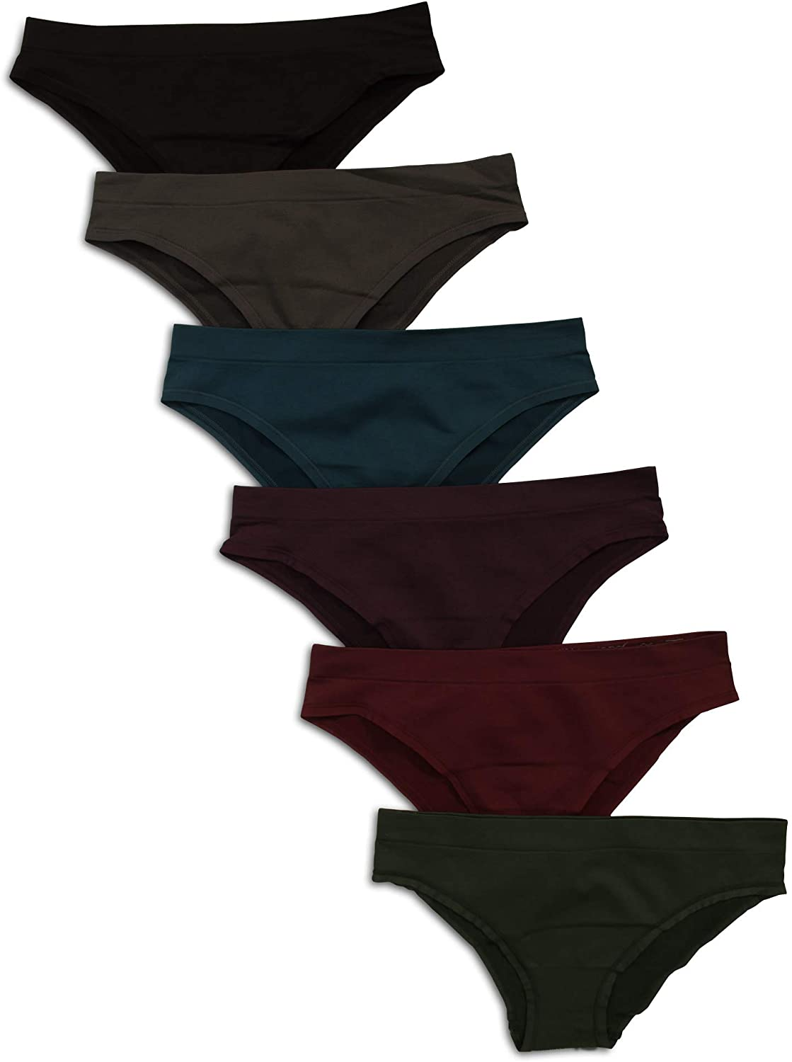 Kalon 6-Pack Women'S Cheekini Bikini Soft Stretch Panties Apparel & Accessories > Clothing > Underwear & Socks > Underwear Kalon Dark Vintage XX-Large