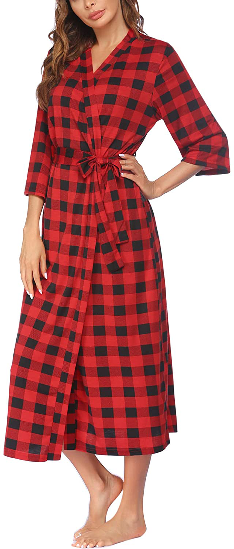 Ekouaer Womens Robes, Lightweight Cotton Robe Soft Sleepwear Ladies Loungewear Dressing Gown Long Bathrobe Apparel & Accessories > Clothing > Sleepwear & Loungewear > Robes Ekouaer Pat7 XX-Large
