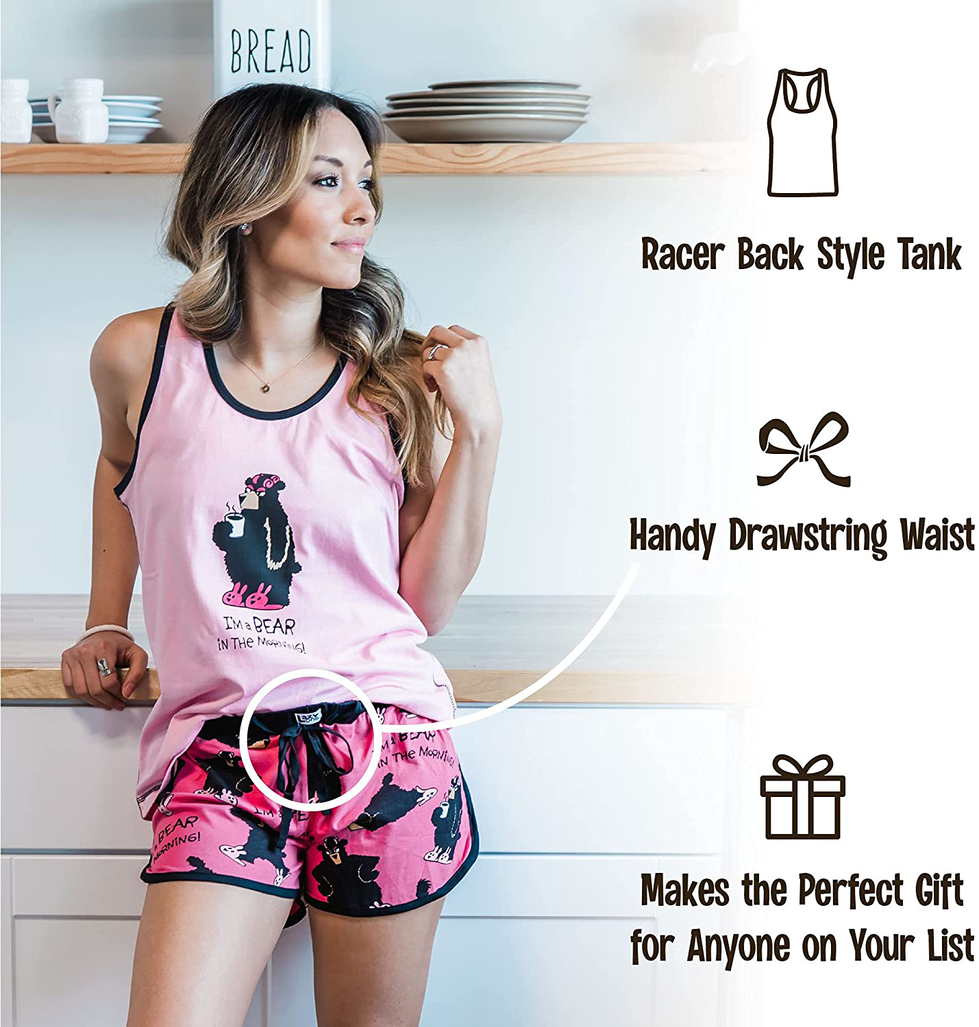 Lazy One Tank and Shorts Pajama Separates, Cute Summer Pajamas for Women, Mix-And-Match, Vintage Styling, Separates Apparel & Accessories > Clothing > Sleepwear & Loungewear > Pajamas Kylie Max