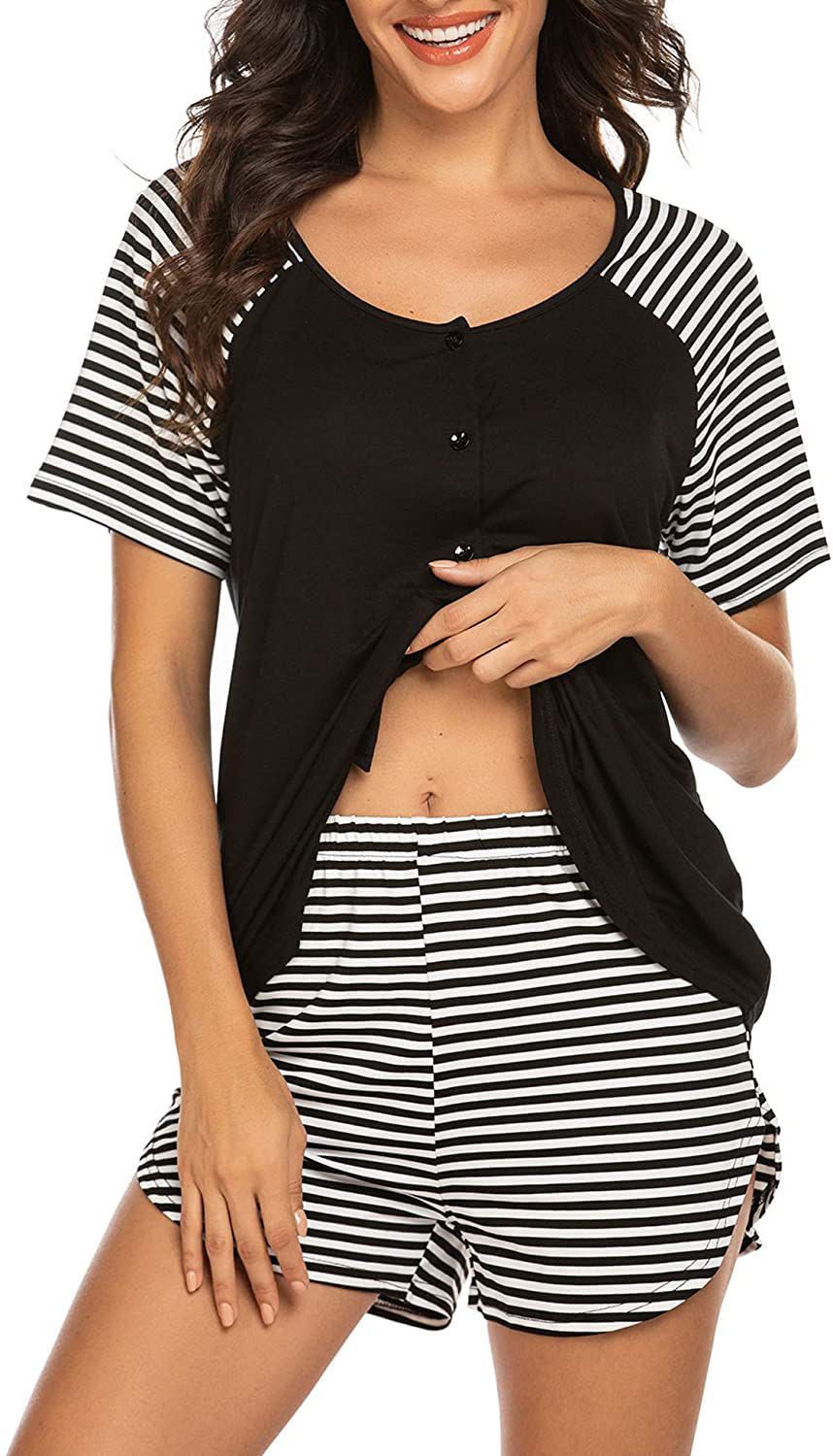 Ekouaer Women's Pajama Short Sleeve Sleepwear Soft Pj Set Top and Shorts Pajamas Set Apparel & Accessories > Clothing > Sleepwear & Loungewear > Pajamas Ekouaer